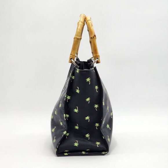 Sunny Hawaii Vintage Palm Trees Bamboo Handle Tote Handbag - Picture 4 of 12